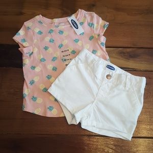 NWT Old Navy Pineapple Shirt and White shorts